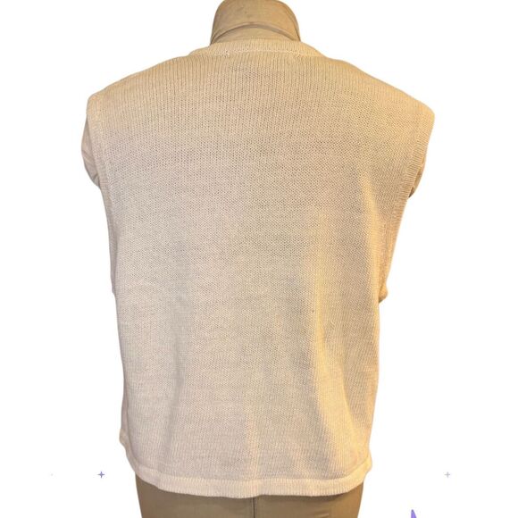 Claudia D Holiday Sweater Vest Women's XL Cream Pearl Gold Silver Beads Christma - Picture 3 of 10